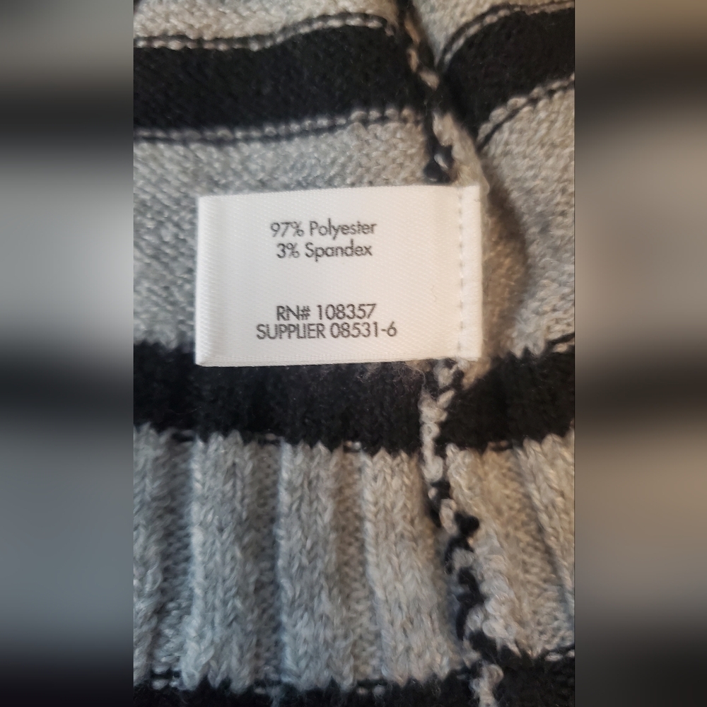 STYLUS Striped Gray and Black Women's Sweater SIZE:M - Picture 6 of 7